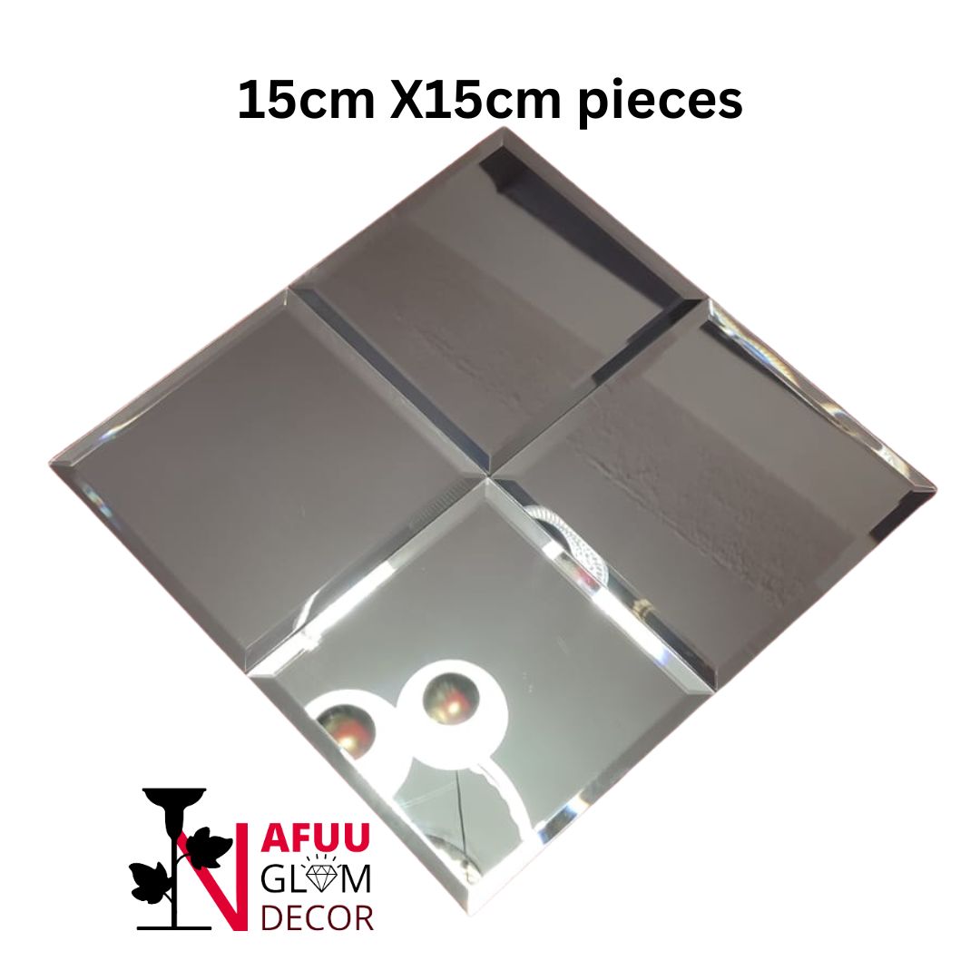 Beveled Silver Mirror Tile 15cm by 15cm - 3 sheets
