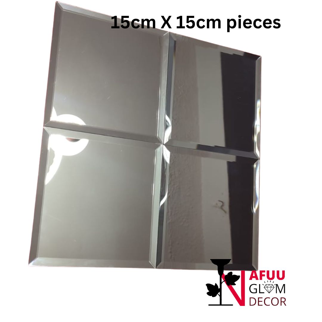 Beveled Silver Mirror Tile 15cm by 15cm - 3 sheets
