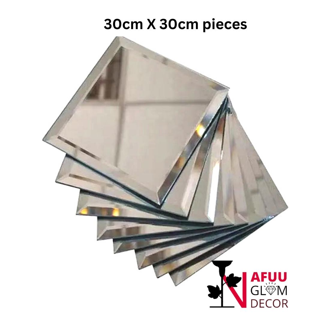 Beveled Silver Mirror Tile 30cm by 30cm - 3 sheets