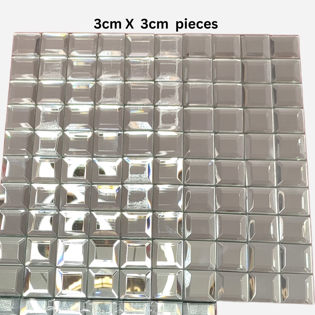 Silver Mirror Tiles 3cm by 3cm