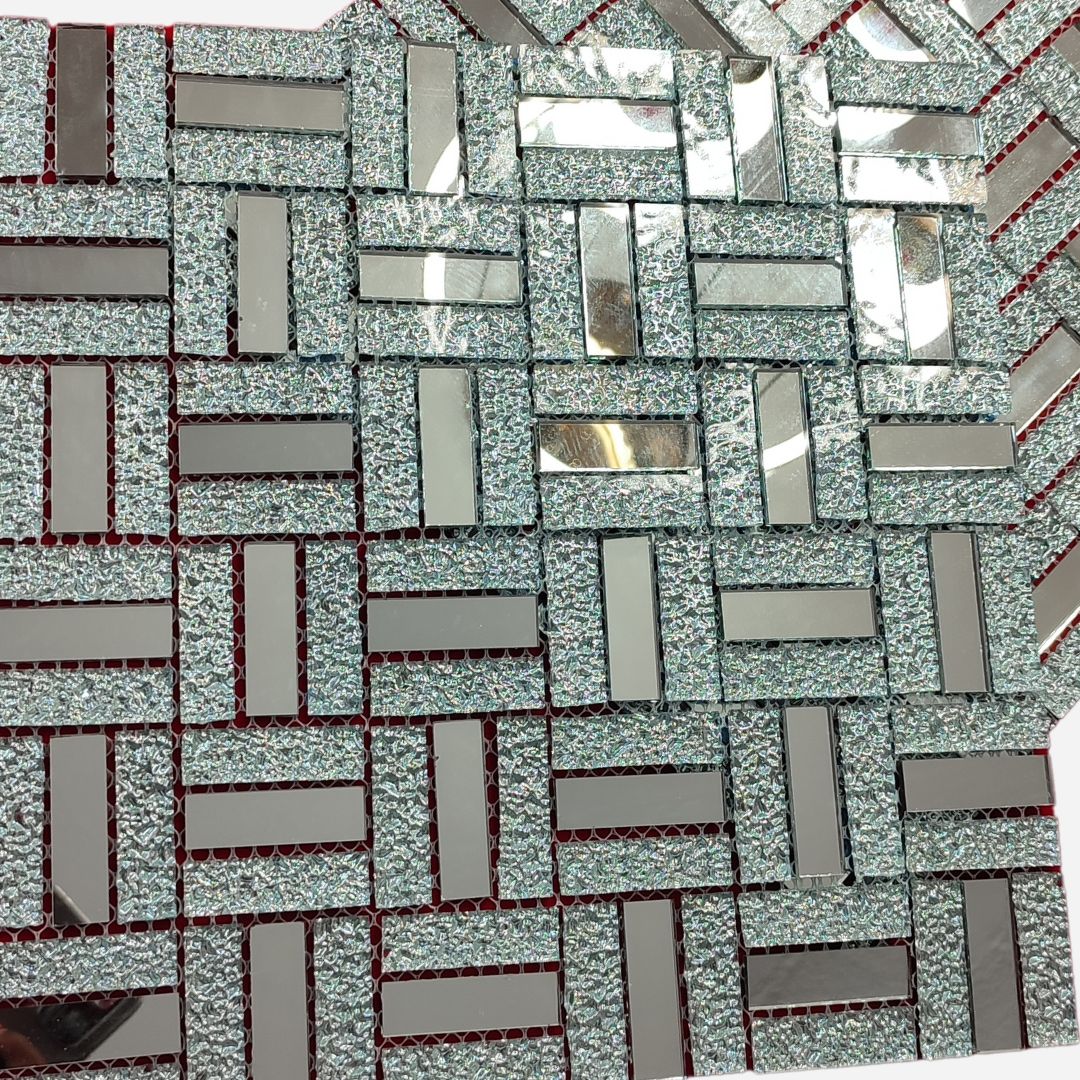 Silver Mosaic Crystal Mirror Tiles 